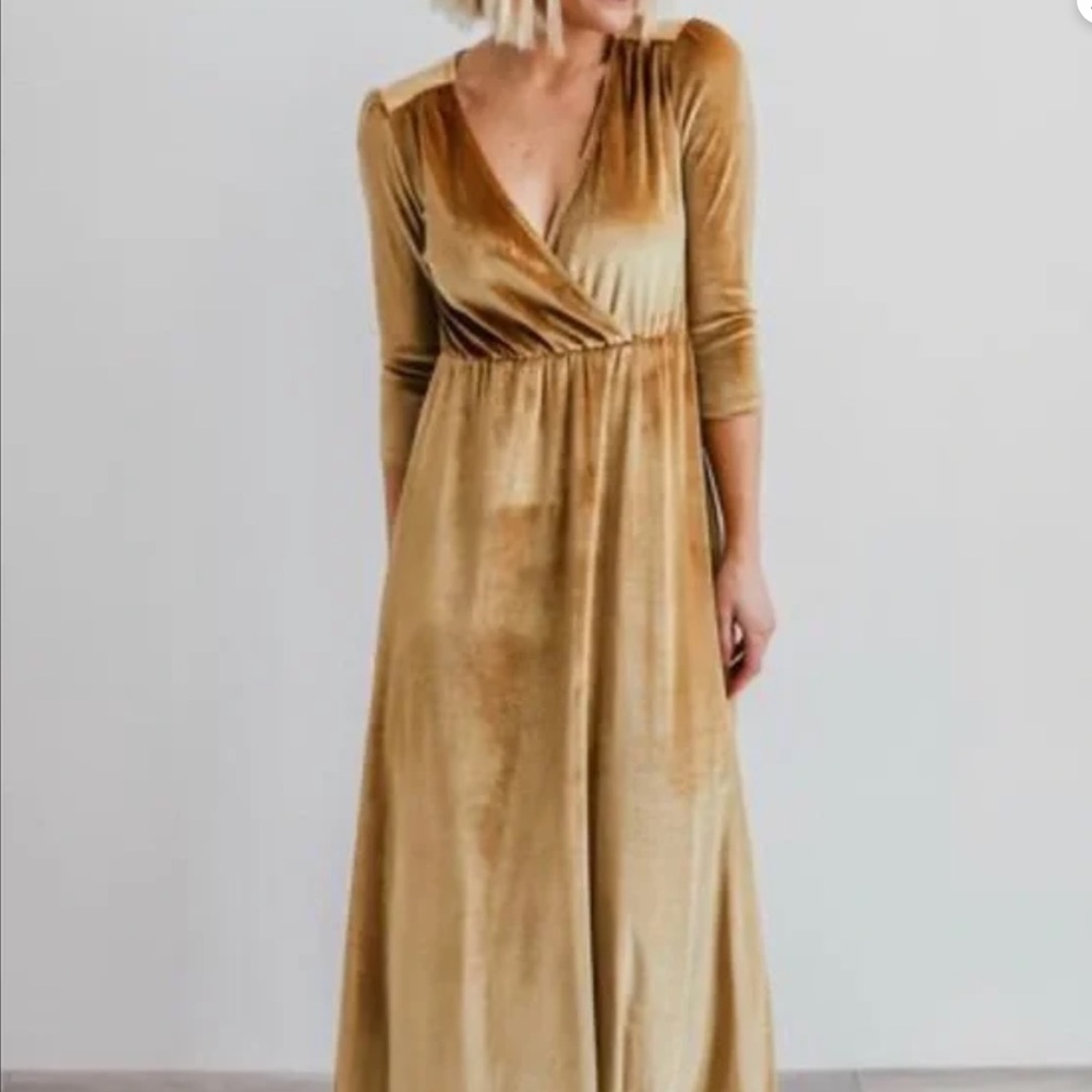 Baltic Born Gold velvet Sofia maxi dress M